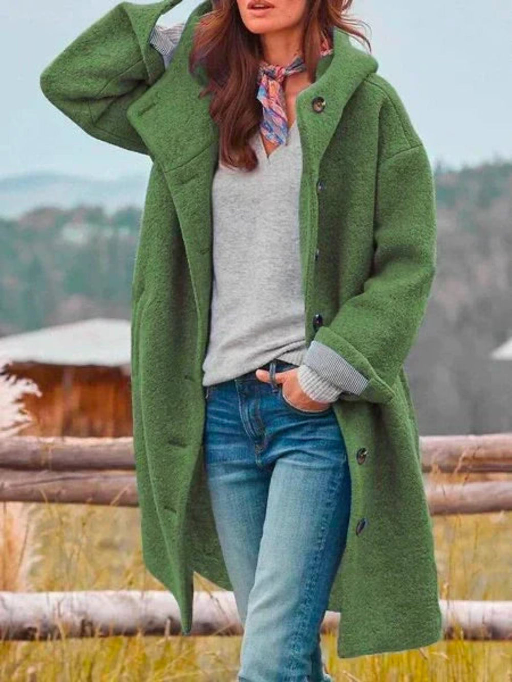 Mantel Damen Oversized mit Kapuze