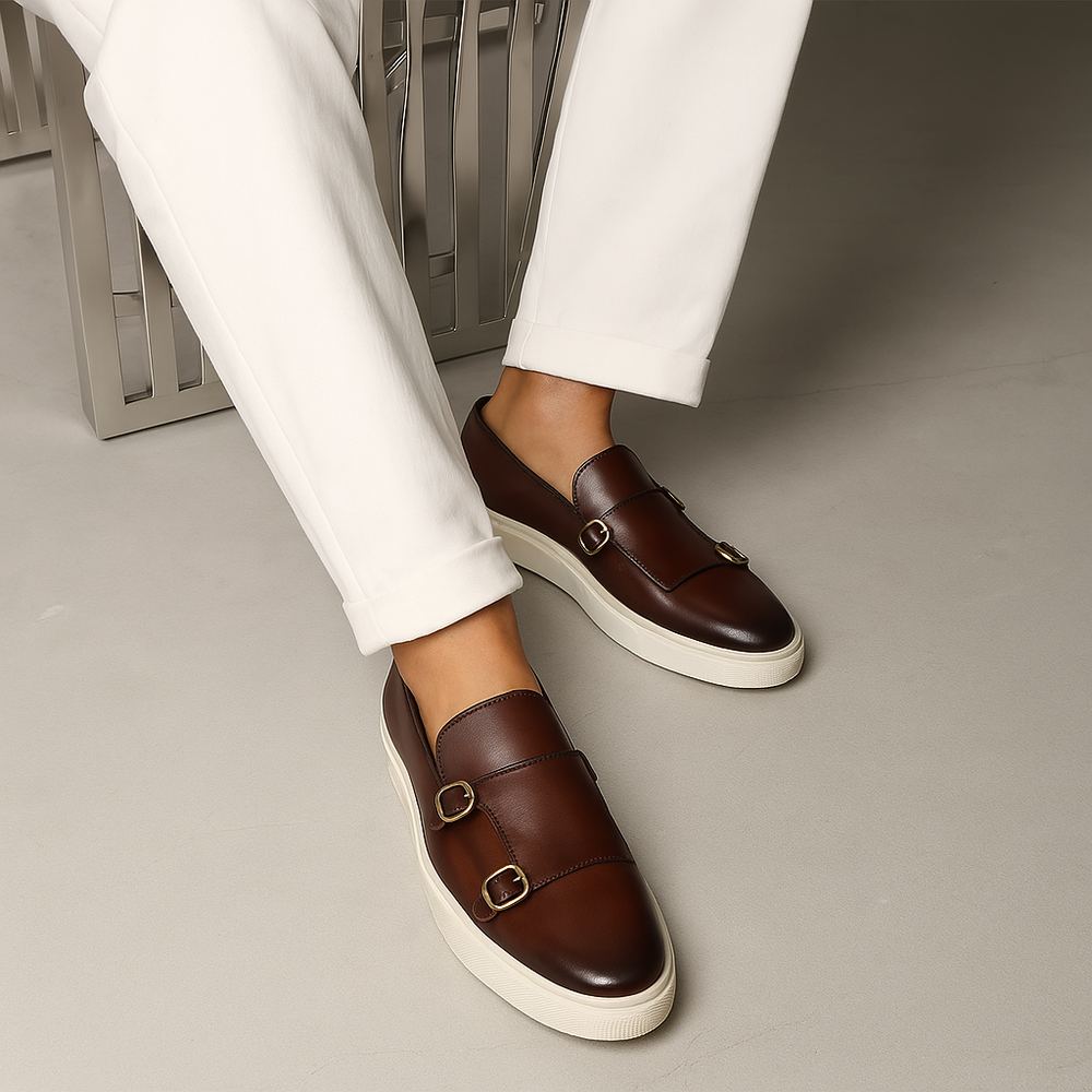 Patrick | Herren Frühling Double Monk Slip-On Loafers mit Schnallen