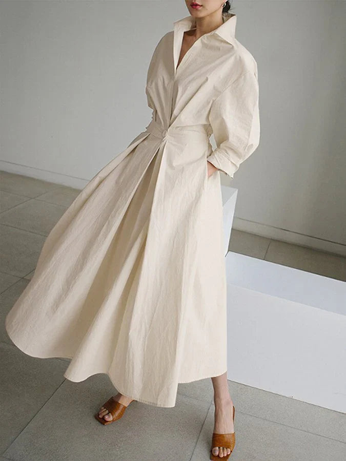 Maxikleid Damen | Elegant mit Plissee & Puffärmeln