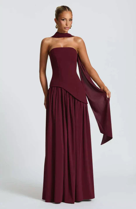 Maxikleid Damen | Trägerloser Schnitt & fließende Silhouette