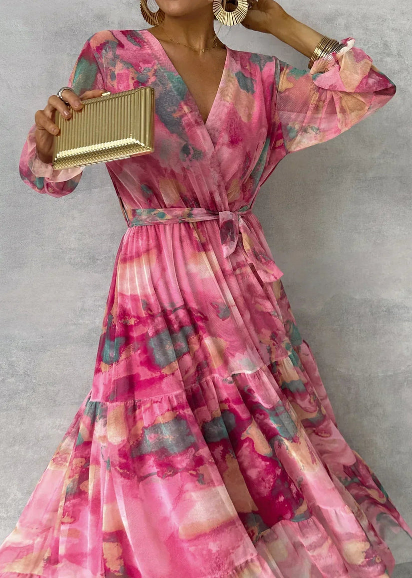 Jenina – Elegantes Wickel Kleid Mit Blumen Muster