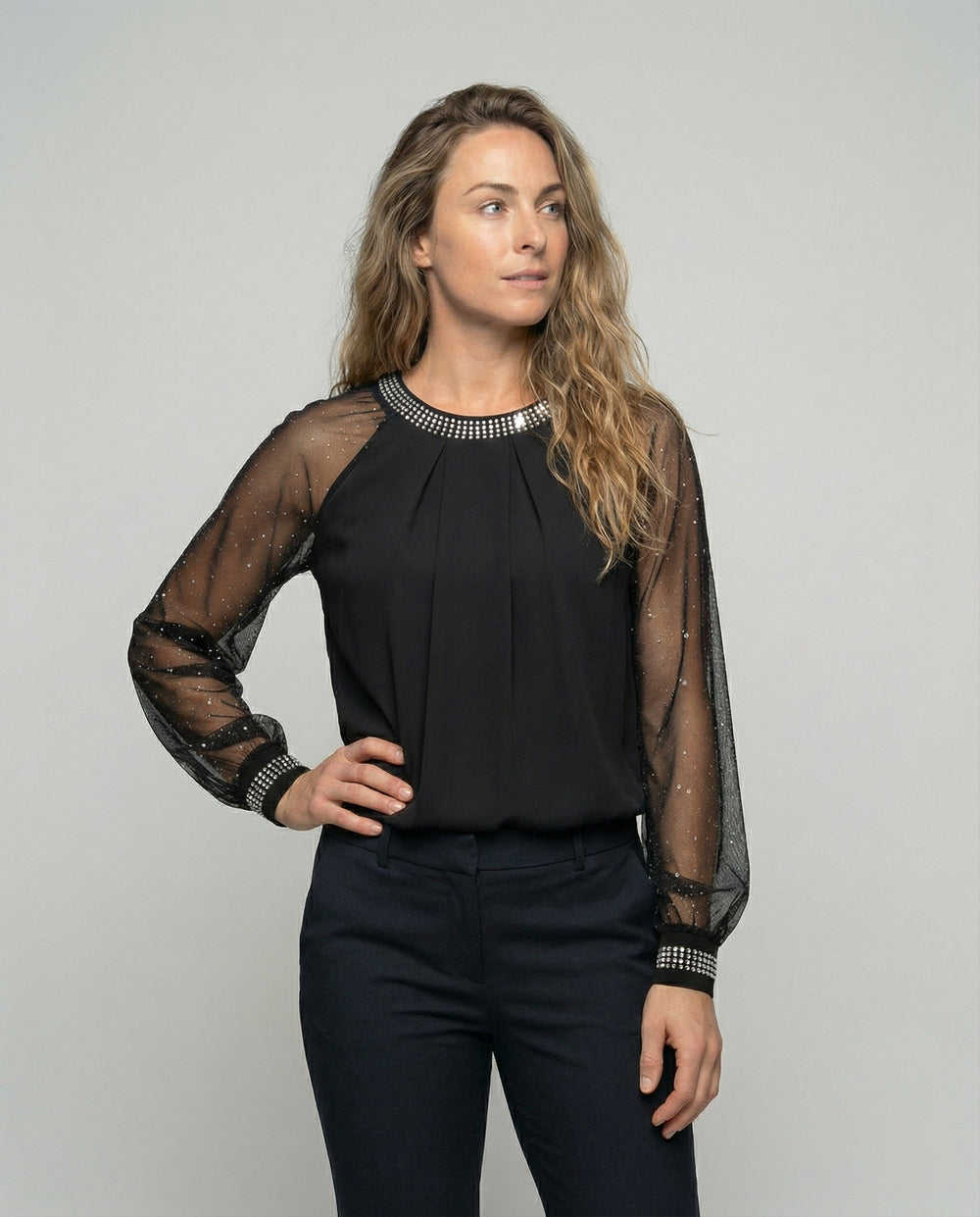 Mesh Top Damen | Glitzer-Details & Eleganter Look