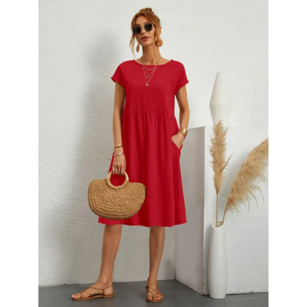 Midikleid Damen | Lässiges A-Linien-Design & Praktische Seitentaschen