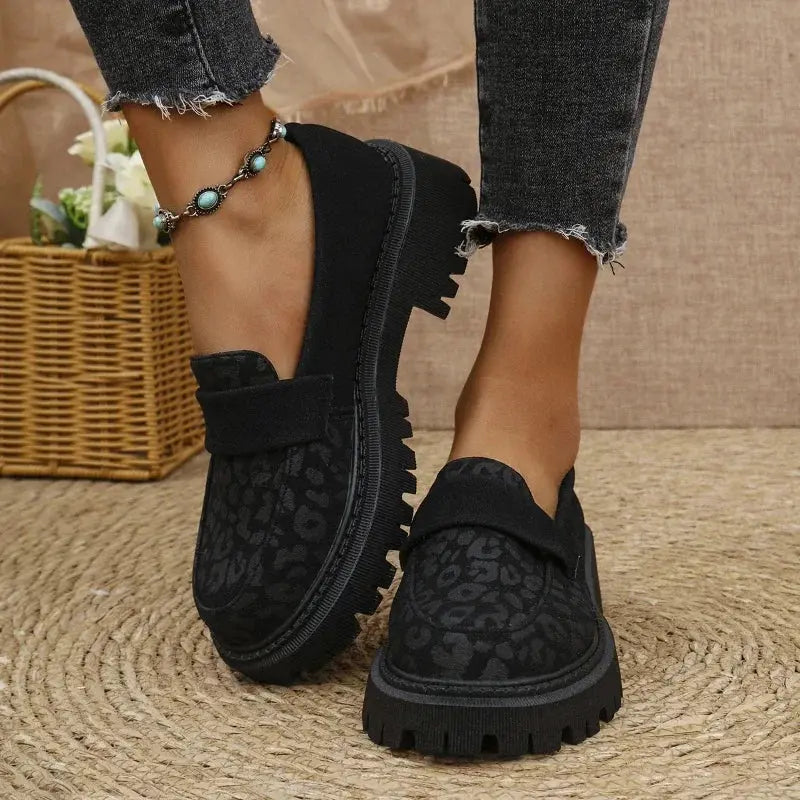 Mokassins Damen | Leopardenmuster & Plateau