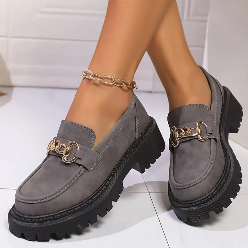 Mokassins Damen | Plateau & Goldkette Elegant
