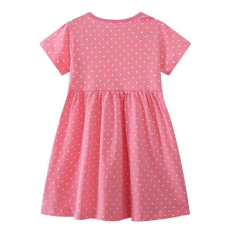Mädchen Kleid mit lustigem Mausmotiv und Punkten Drune