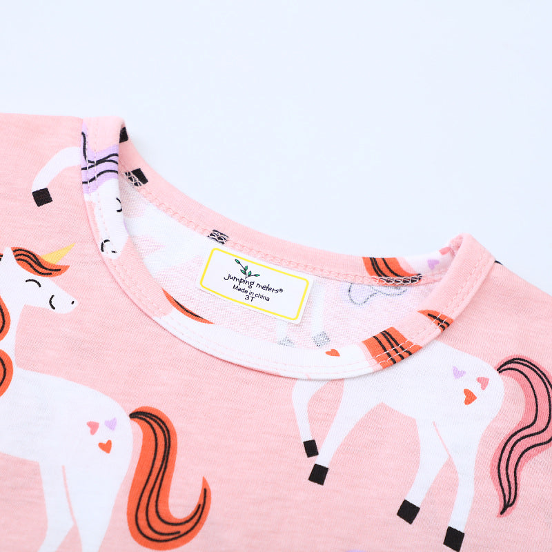 Mädchen Langarmkleid mit fröhlichem Einhorn-Design Drune