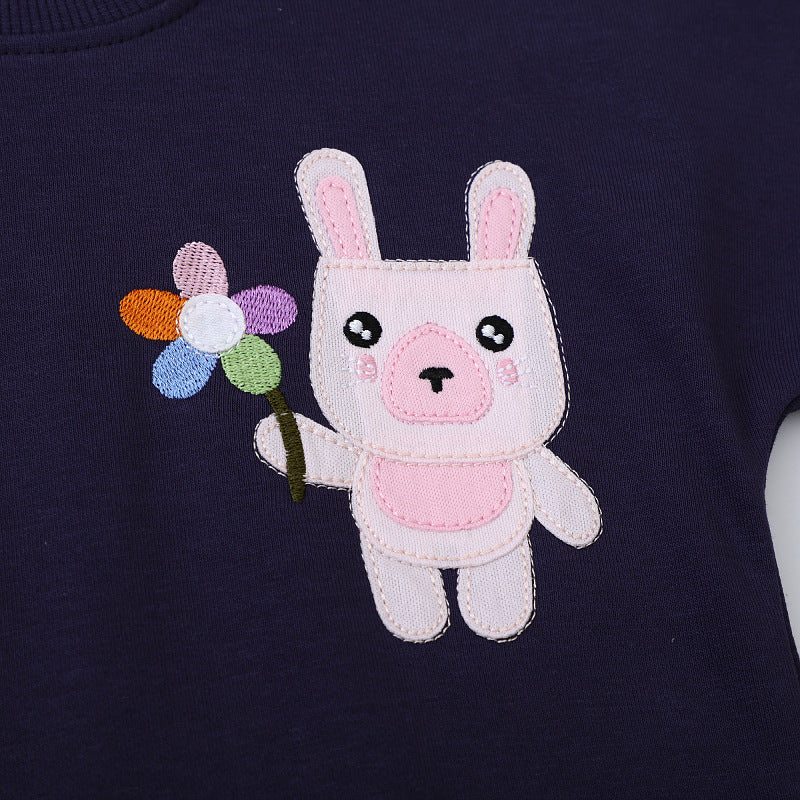 Mädchen Sweatshirt mit buntem Hasenmotiv Drune