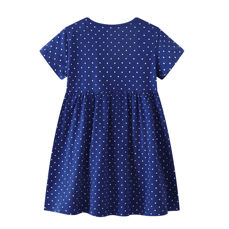 Mädchen Kleid mit Punkten und Einhornstickerei Drune