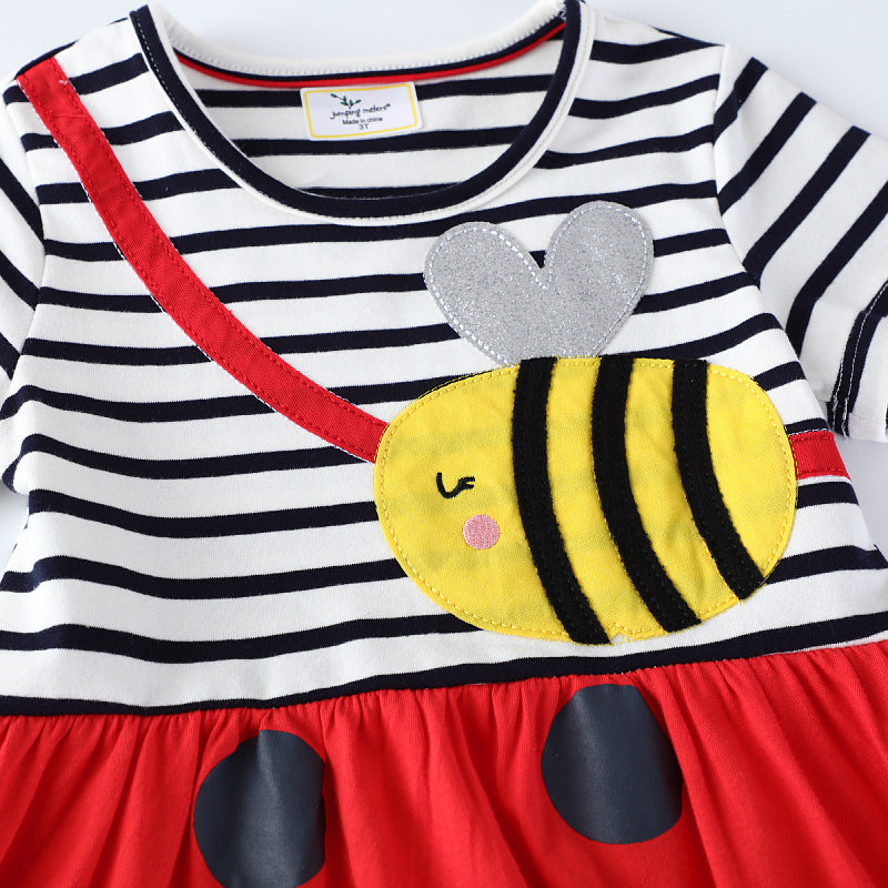 Mädchen lässiges Baumwollkleid mit Bienenmotiv Drune
