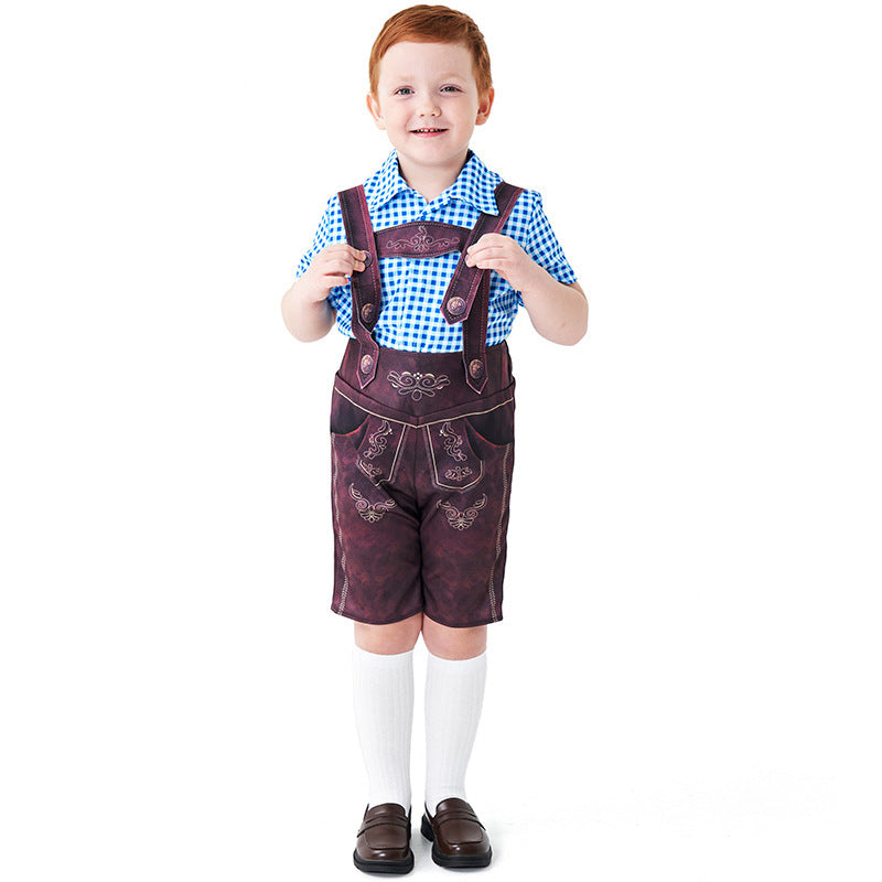 Herren nan kurze Trachtenlederhose mit verstellbaren Trägern und traditioneller Stickerei Drune