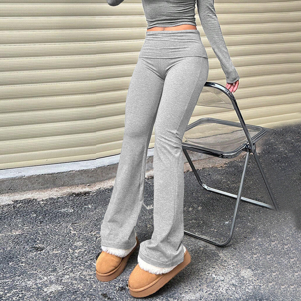 Damen Loungehose im eleganten Flared-Look mit weichem Futter Drune