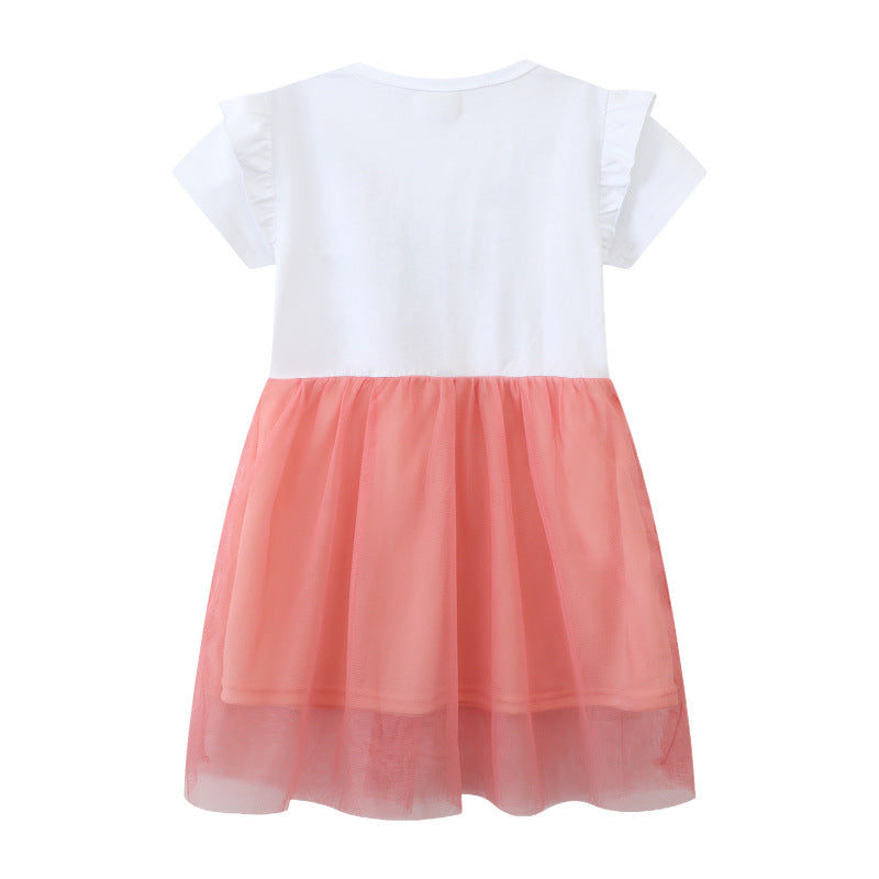 Mädchen Kurzarm Kleid mit floralem Tüllrock Drune
