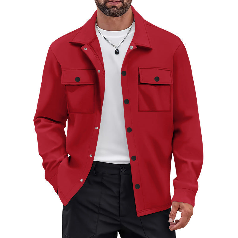 Herren nan Overshirt-Jacke mit Brustklappen, lockerer Passform und durchgehender Knopfleiste Drune