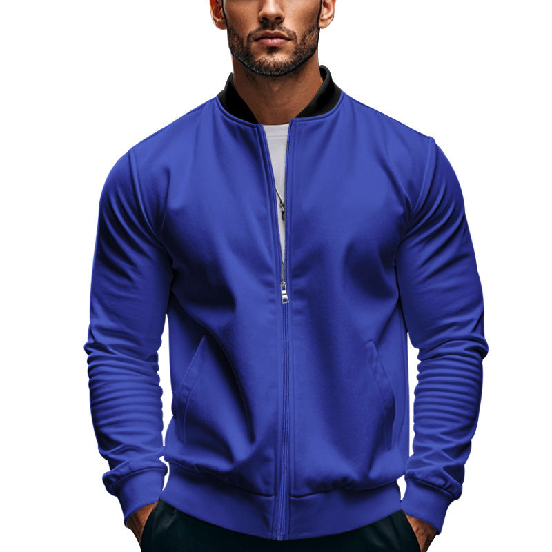 Herren nan schmale Zip-Bomberjacke aus weichem Sweat mit Stehkragen und seitlichen Eingrifftaschen Drune