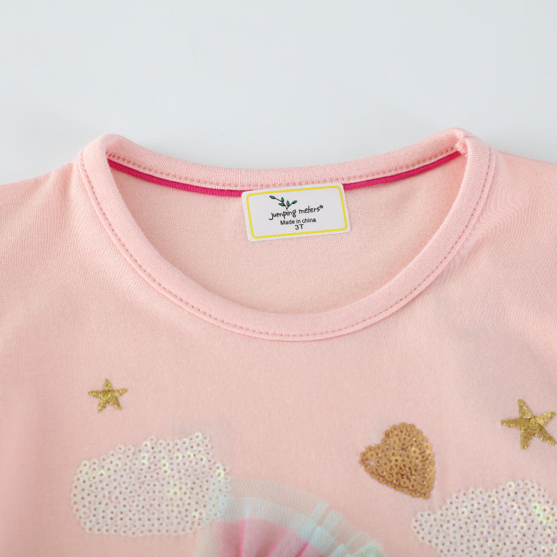 Mädchen Sweatkleid mit buntem Einhorn-Design und Glitzerapplikationen Drune
