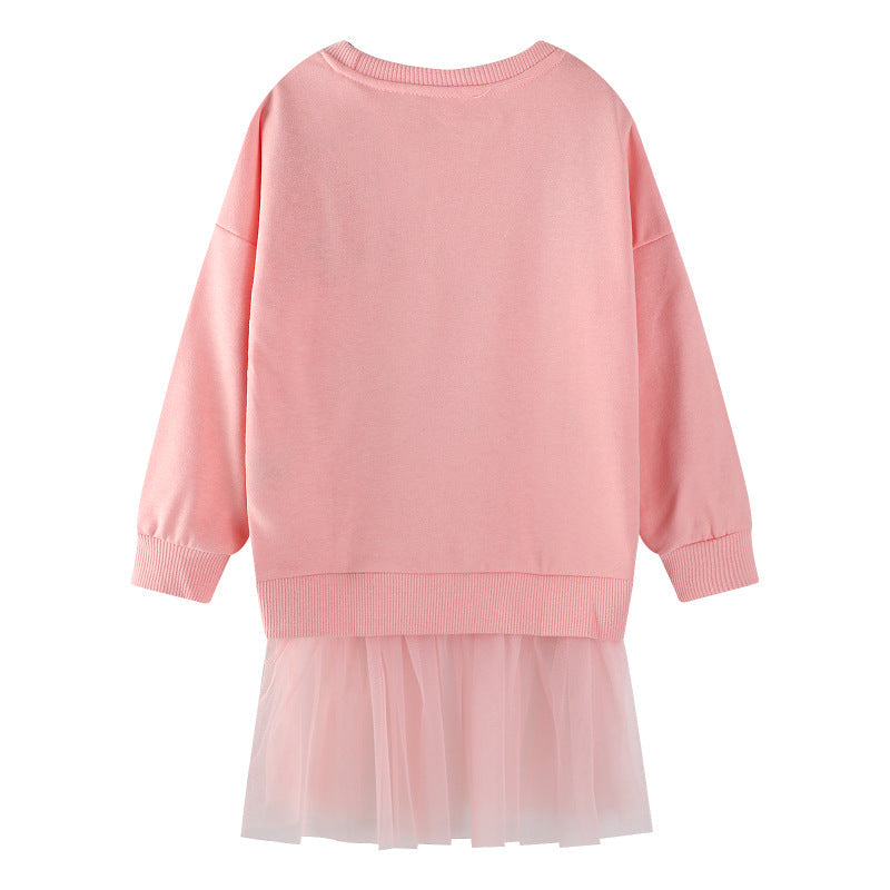 Mädchen Sweatshirt mit Tüllrock und tierischer Applikation Drune