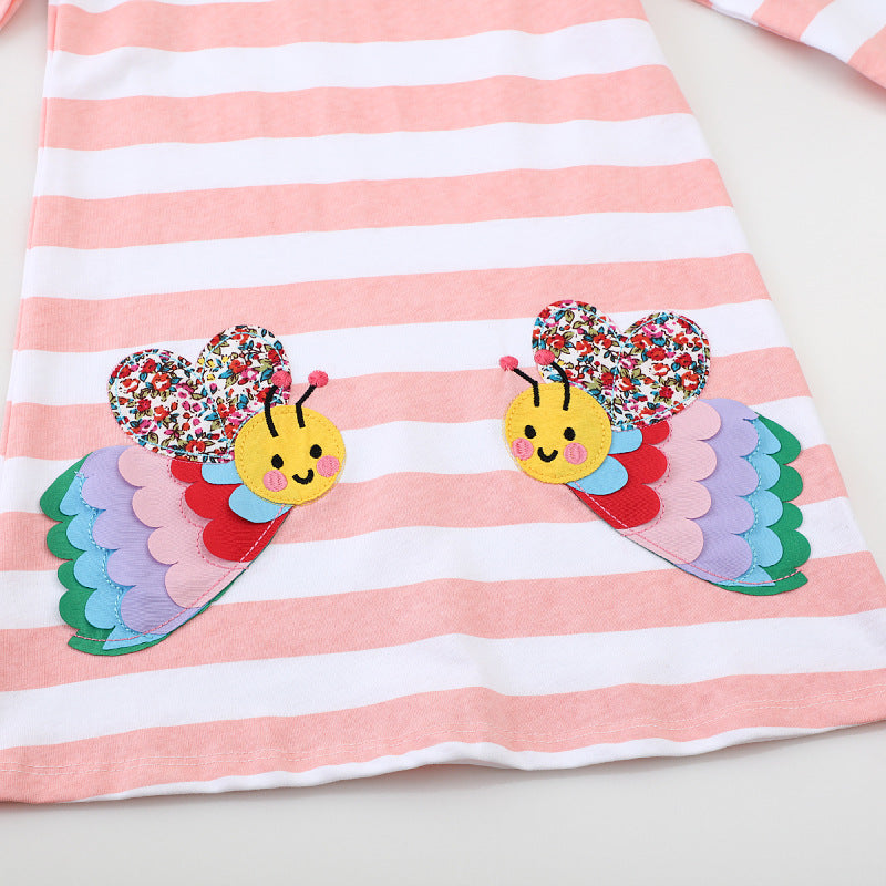 Mädchen Langarmkleid mit buntem Schmetterlingsdesign Drune