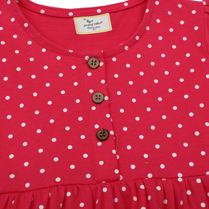 Mädchen Kleid mit niedlicher Pferdemotiv und Punkten Drune