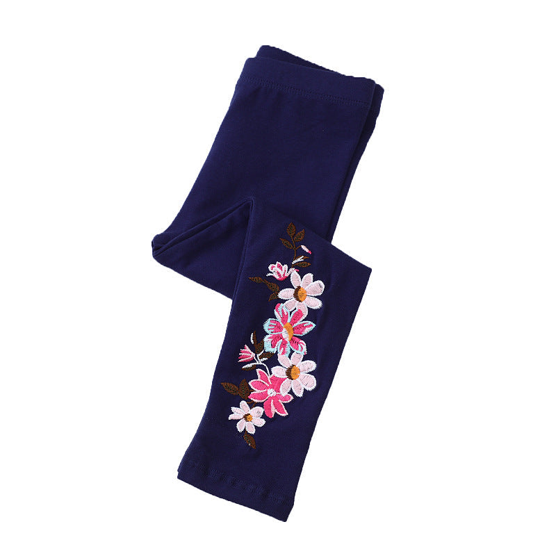 Mädchen Leggings mit floralem Stickdesign Drune