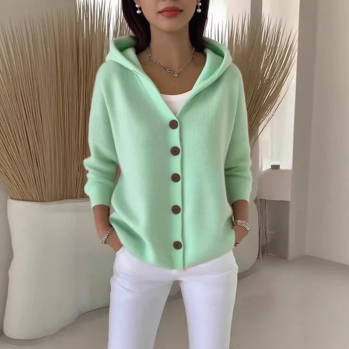 Damen nan Kapuzen-Cardigan mit Knopfleiste und lässiger Oversize-Passform Drune