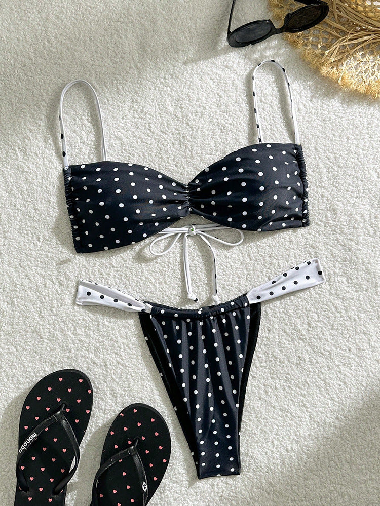 Damen Bikini-Set mit verspieltem Polka-Dot Design und verstellbaren Trägern Drune