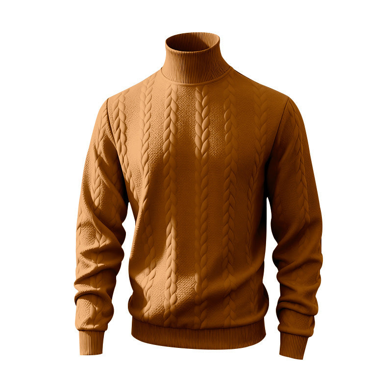 Herren nan feiner Zopfmuster-Rollkragenpullover mit schmaler Passform, geripptem Kragen und elastischen Bündchen Drune