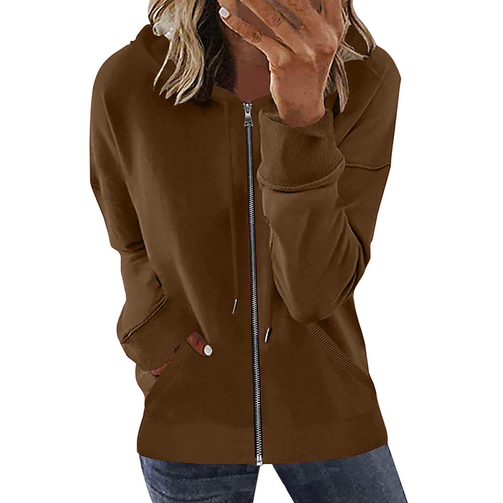 Damen nan Kapuzenjacke mit durchgehendem Reißverschluss, Kängurutaschen und elastischen Bündchen Drune