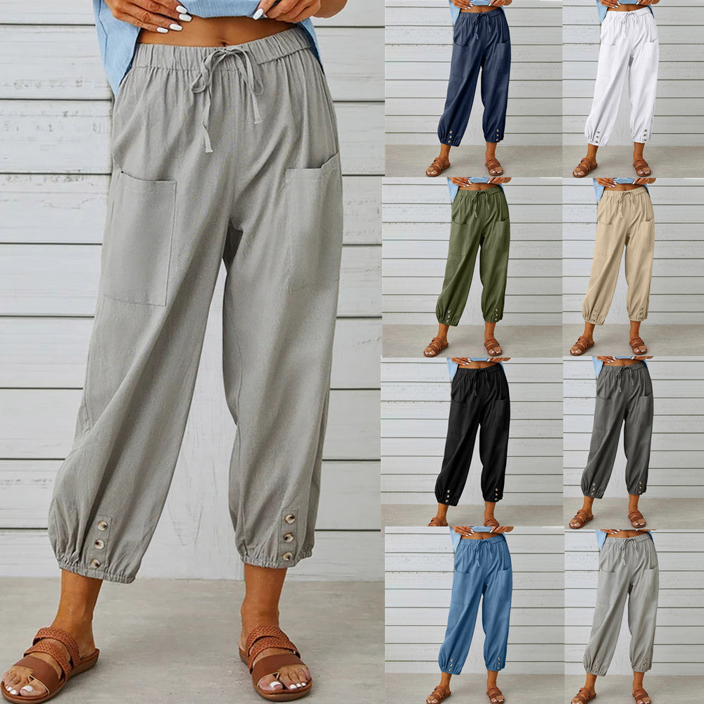 Nora | Weite Damenhose aus Baumwoll-Leinen-Mix