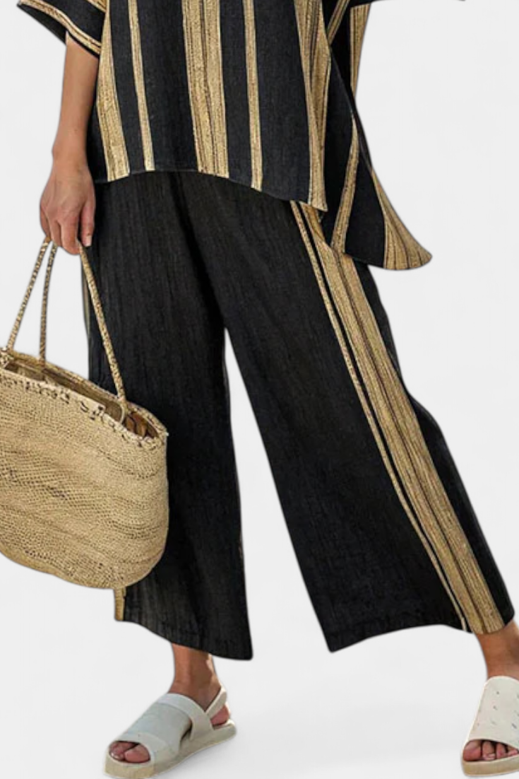 Tamara – bequeme oversized Streifenbluse und entspannte Leinenhose