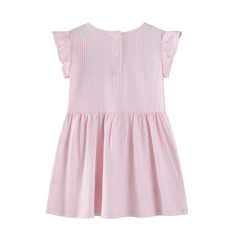Mädchen Sommerkleid mit floralem Design und verspielten Flamingo-Applikationen Drune