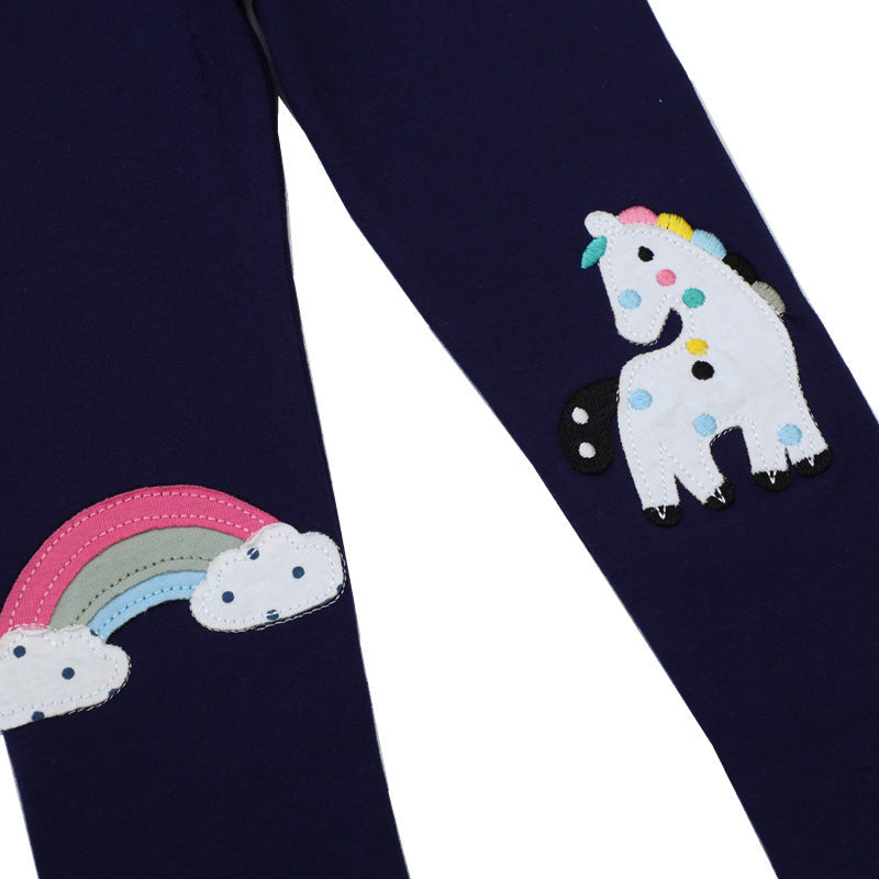Mädchen Leggings mit zauberhaften Einhorn- und Regenbogen-Applikationen Drune