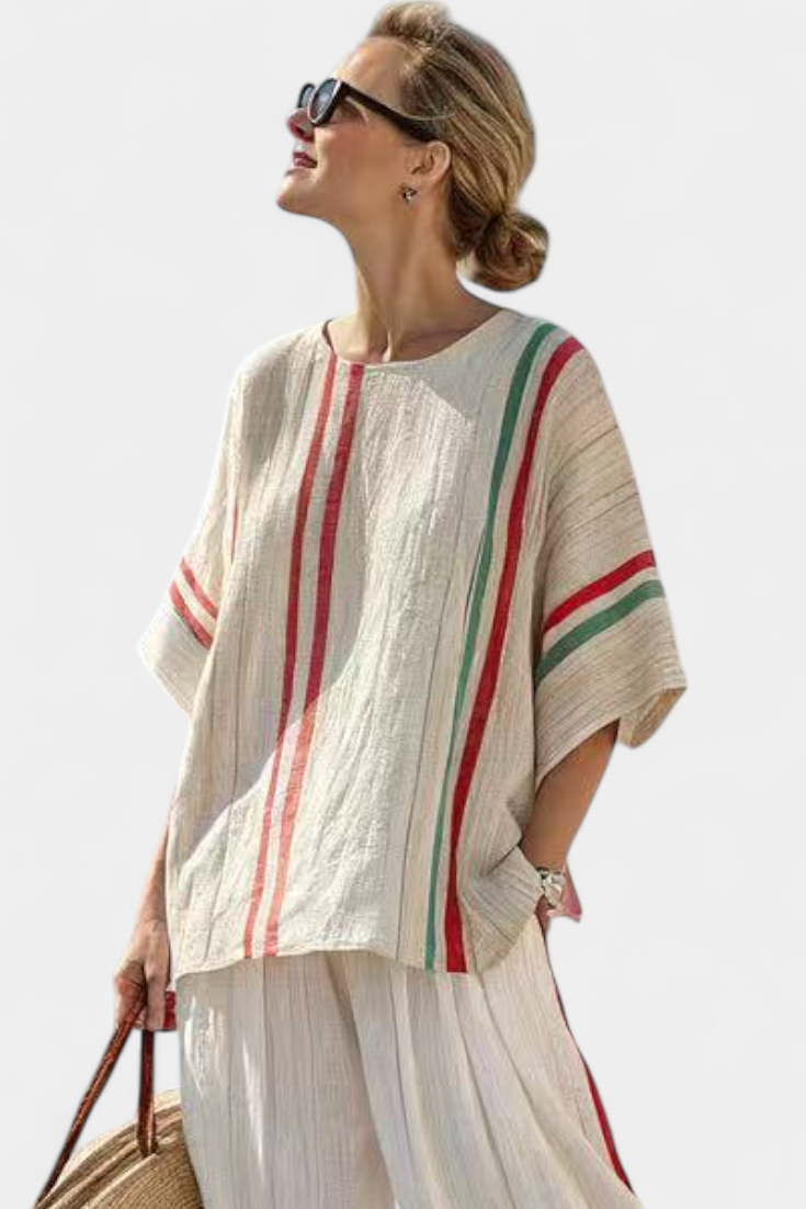 Noemi – bedruckte Boho-Bluse und bequeme weite Hose