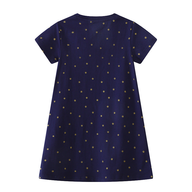 Mädchen Kurzarm Kleid mit bezauberndem Einhorn-Motiv Drune