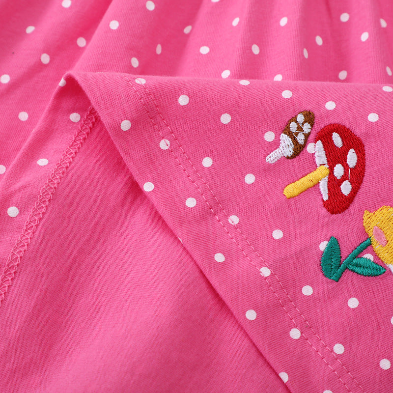 Mädchen Polka-Dots Baumwollkleid mit bezaubernden Feen-Motiven Drune