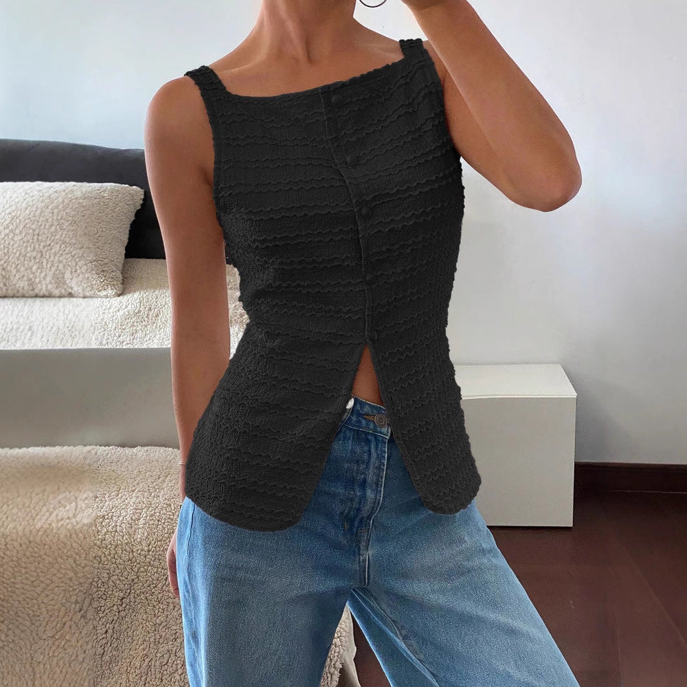 Jacqueline | Damen Ärmelloses Freizeit Top Mit Schlitzsaum