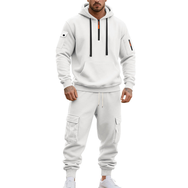 Herren nan technischer Cargo-Jogginganzug mit Halbzip, Kapuze und Mehrfachtaschen Drune