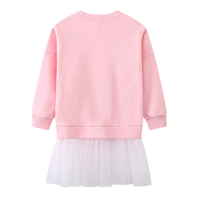Mädchen Sweatshirt mit Tüllrock und bunten Ballerina-Applikationen Drune