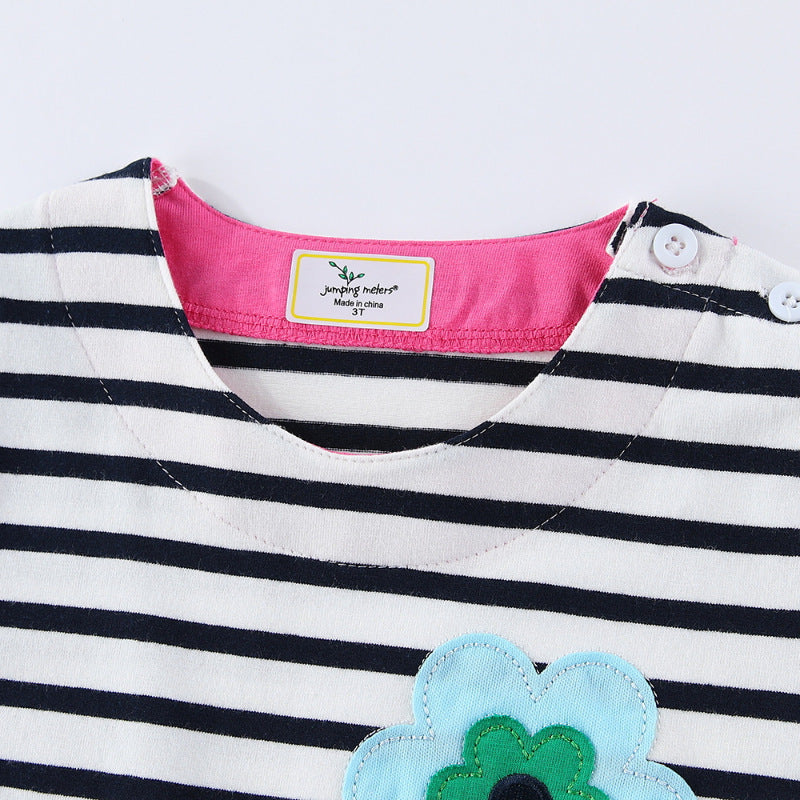 Mädchen T-Shirt Kleid mit bunten Blumenapplikationen Drune