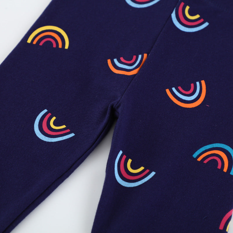 Mädchen Leggings mit buntem Regenbogenmotiv Drune