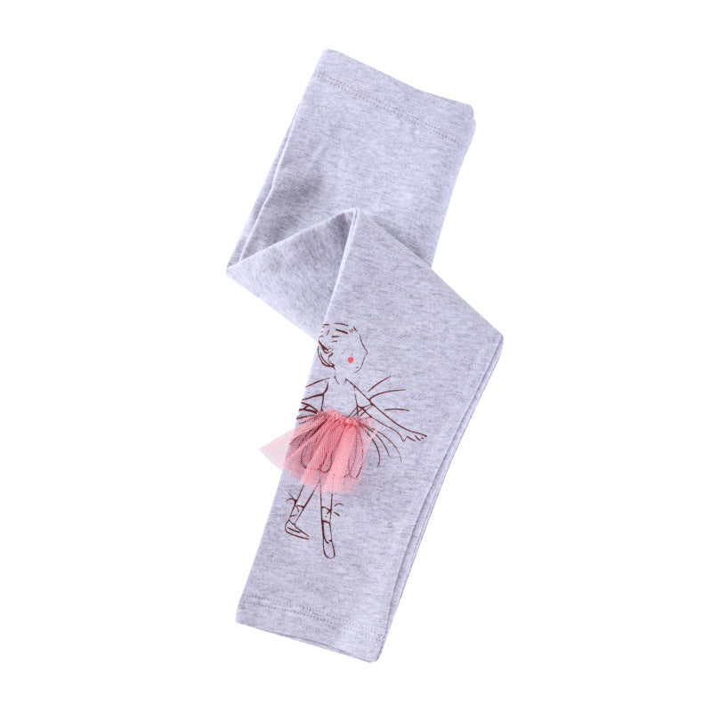 Mädchen Leggings mit niedlicher Ballett-Tüllapplikation Drune
