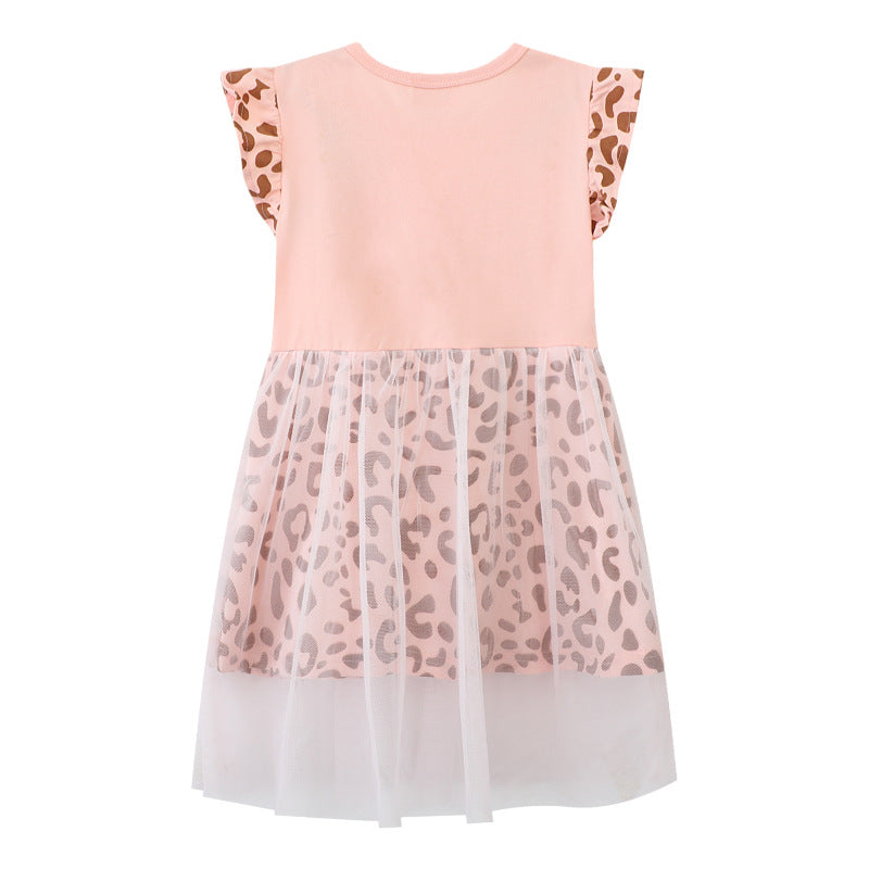 Mädchen Kleid mit Tiermotiv und Tüllunterrock Drune