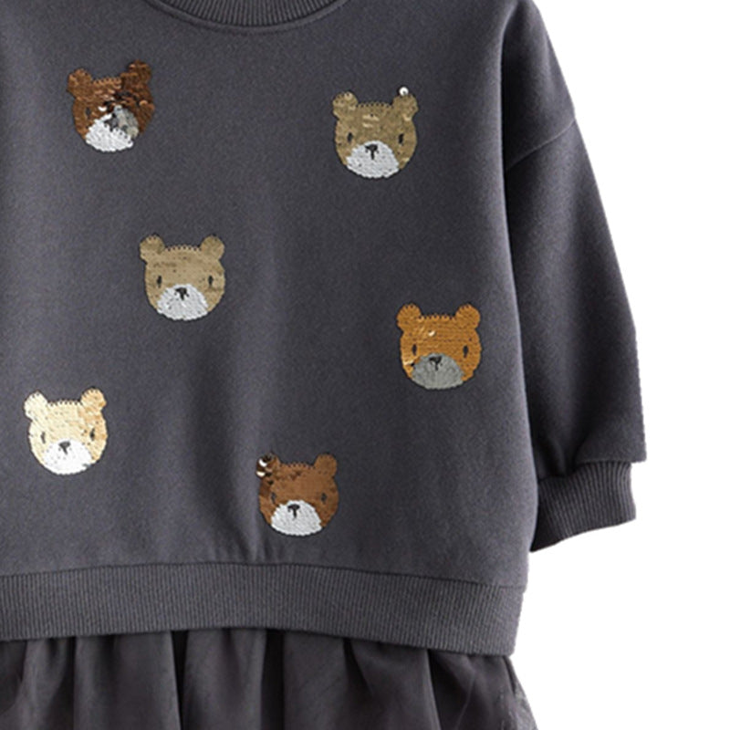 Mädchen Sweatshirt mit Tüllunterrock und tierischen Applikationen Drune
