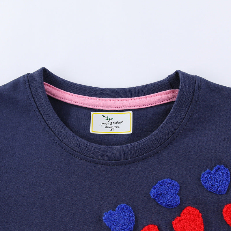 Mädchen T-Shirt Kleid mit buntem Herz-Stickdesign Drune
