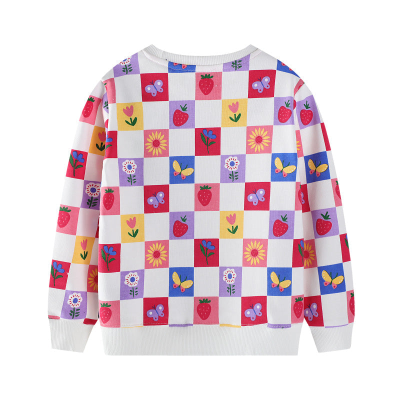 Mädchen Sweatshirt mit buntem Blumen- und Fruchtmuster Drune