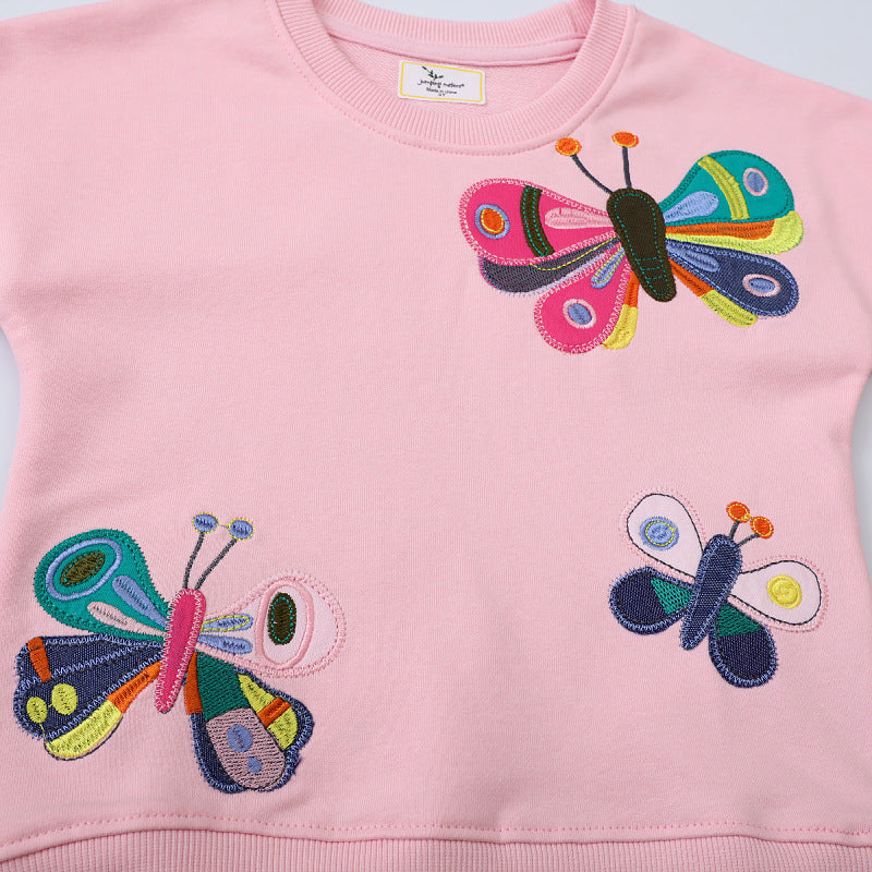Mädchen Sweatshirt mit bunten Schmetterlings-Stickereien Drune