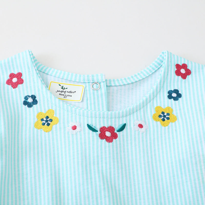 Mädchen Sommerkleid mit farbenfrohen Blumenstickereien Drune