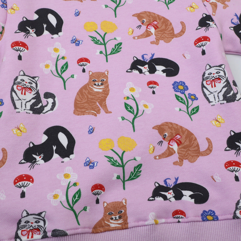 Mädchen Sweatshirt mit buntem Tier- und Blumenmuster Drune