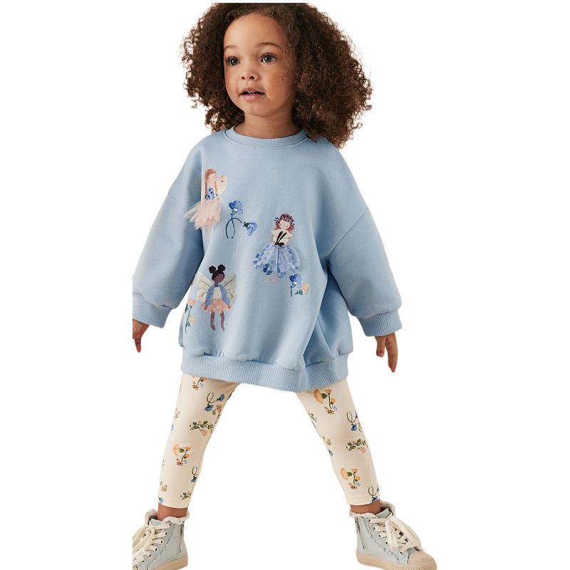 Mädchen Leggings mit buntem Blumenmuster Drune