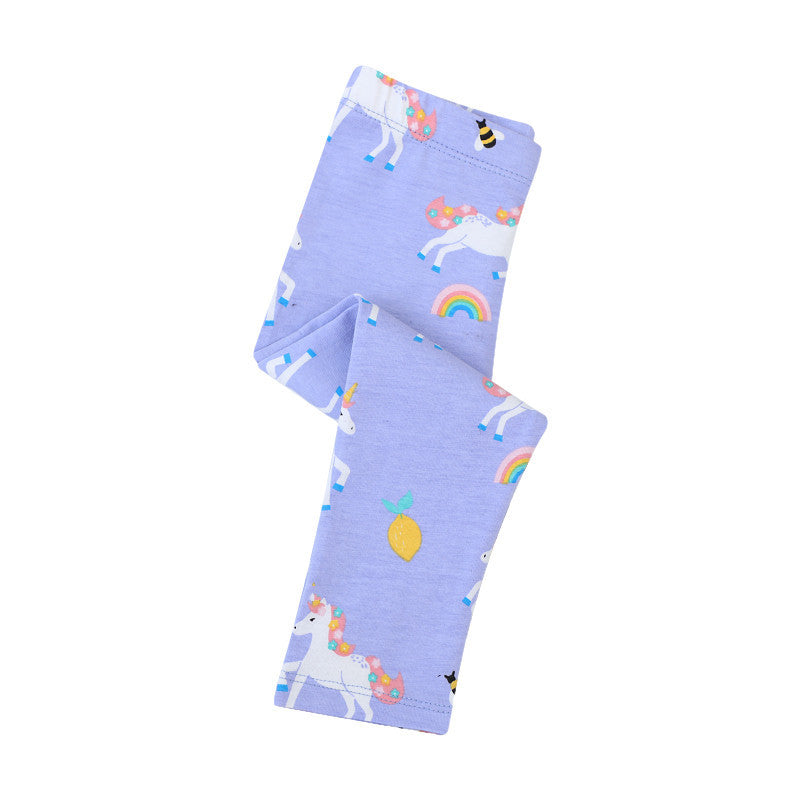 Mädchen Leggings mit fröhlichem Einhorn- und Obstmotiv Drune